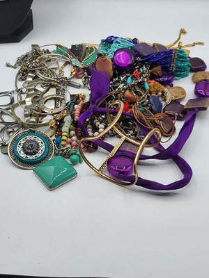 xl Konvolut Modeschmuck Vintage Halsketten Armbänder Perlen bunt Mix lose