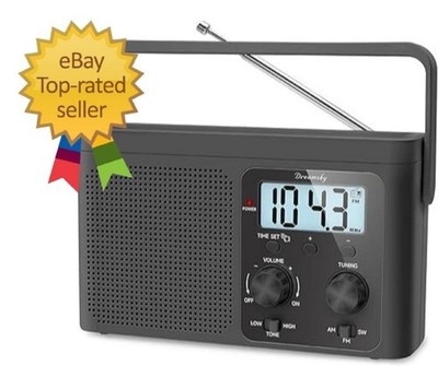 Portable AM FM Shortwave Radio Battery or Plug-In Strong Reception Easy Dial
