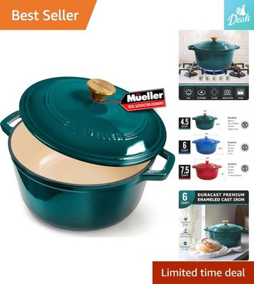 Mueller DuraCast 6Qt Enameled Cast Iron Dutch Oven - Heavy-Duty & Oven Safe