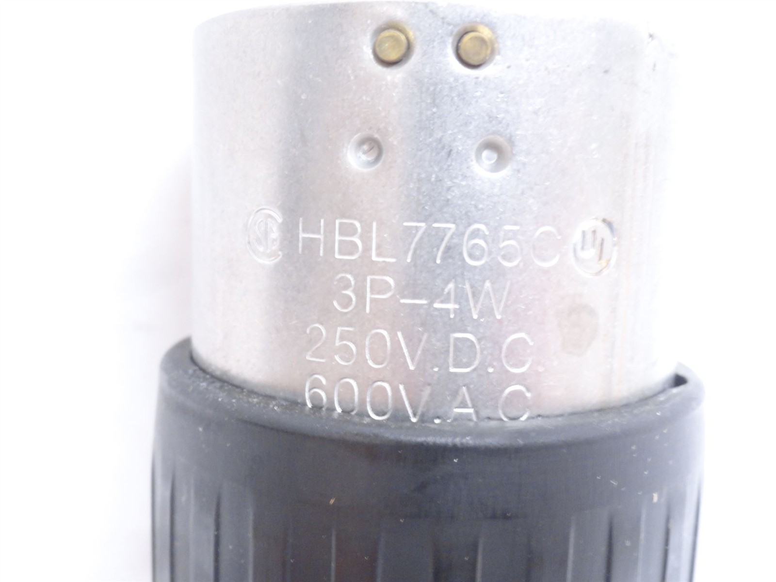 251088 New-No Box; Hubbell HBL7765C Locking Plug; 50A; 3 Pole; 600VAC/125VDC