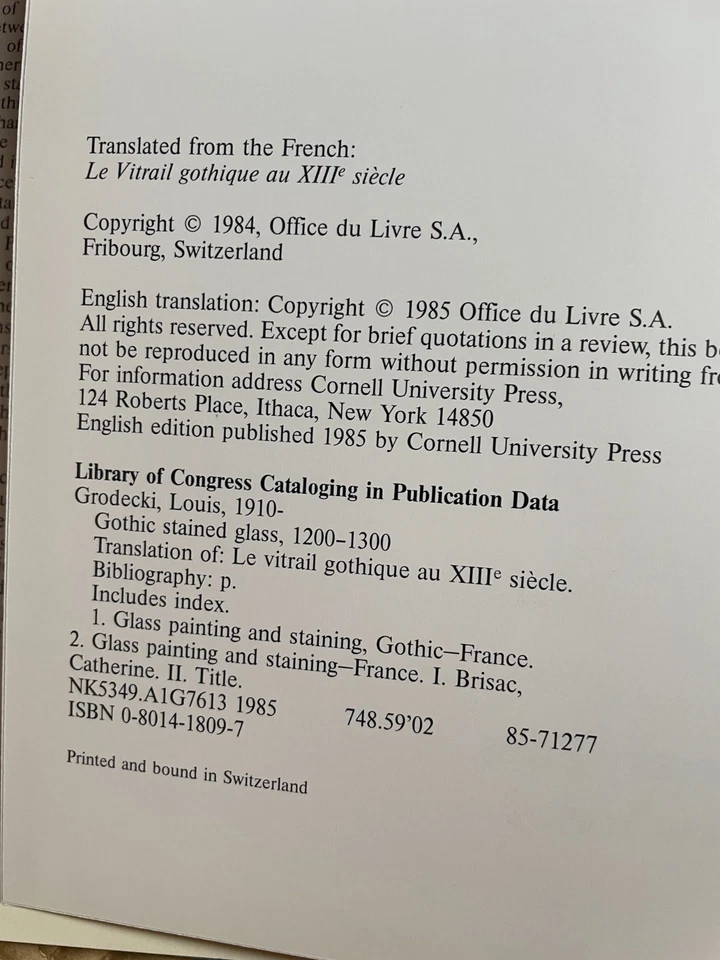 Gothic Stained Glass 1200-1300 Grodecki Brisac USA 1984 HC Book 0801418097 - Image 3 of 4