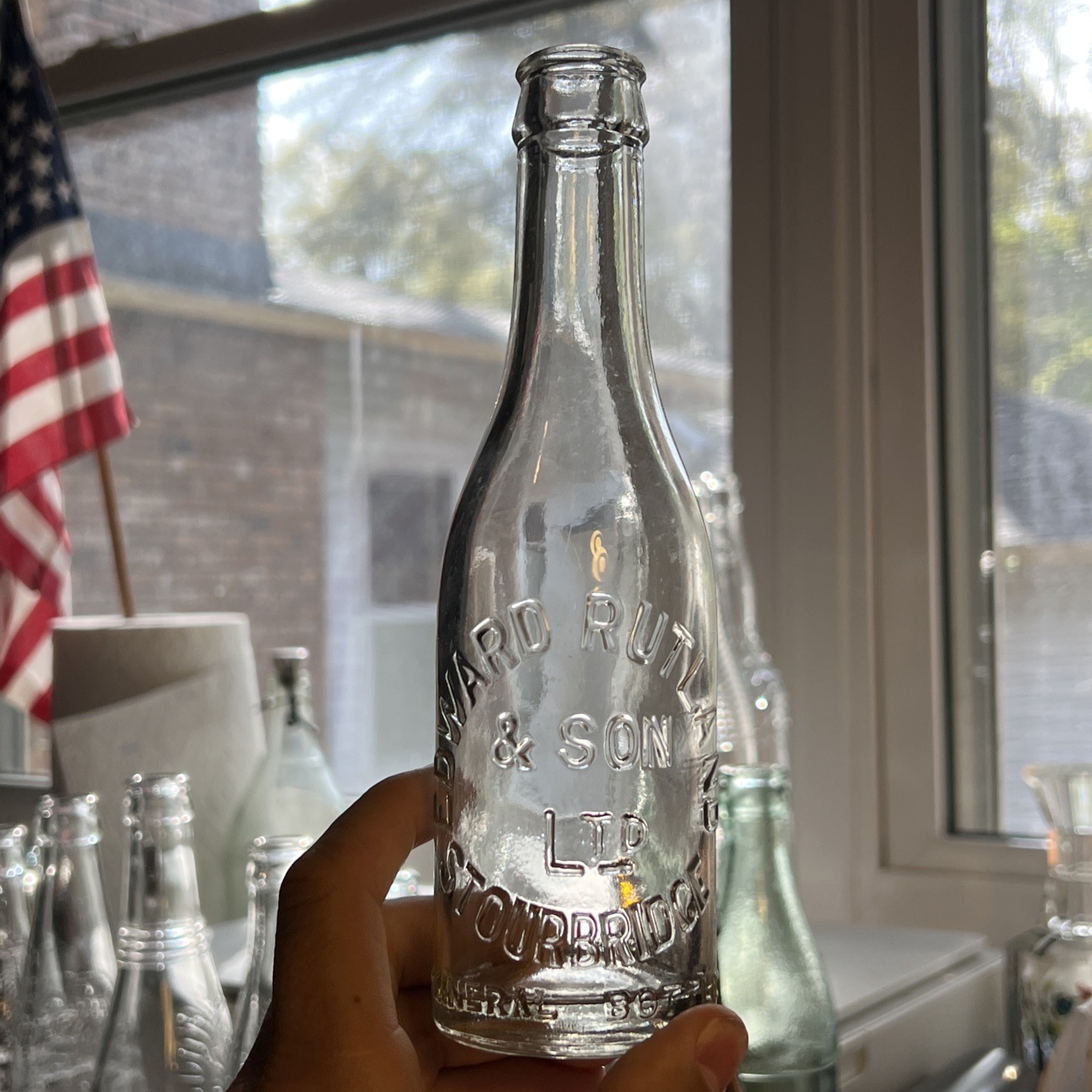 Vintage UK British Mineral Water Bottle Edward Rutland Stourbridge Bottle Soda