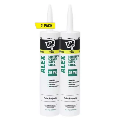 BRANDED Alex Painter's 10.1 oz. White All-Purpose Acrylic Latex Caulk New(2 Pack)