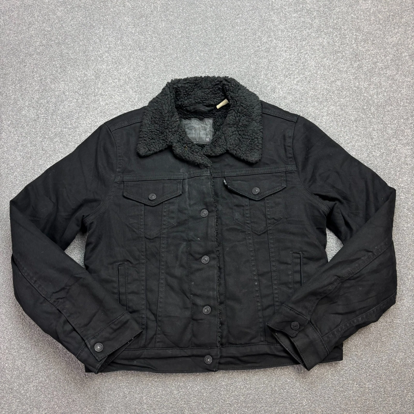 Levis Denim Jacket Womens X Small Black Tab Sherpa Lined Trucker Fleece Ladies*
Opens in a new windo