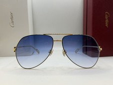 Cartier Gold Aviator 62mm Gradient Blue Men's Sunglasses CT0113O 001