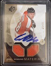 2010-11 CLAUDE GIROUX 2 JERSEYS AUTO GAME USED DUAL PATCH SP 15/15
