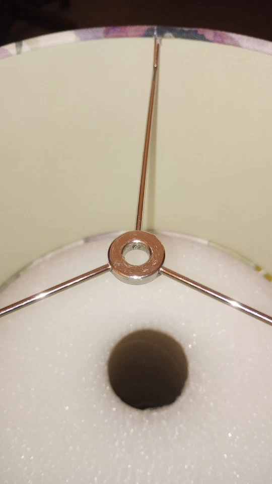 Pantalla Lámpara Floral Púrpura Blanco Multicolor Tela Tambor Blanco Interior Buen Estado Foto 4 de 4