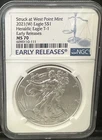 2021 (W) T-1 SILVER EAGLE NGC MS70 West Point Mint Early Releases