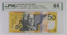 Australia 2003 MacFarlane Henry $50 AA03 First Prefix - PMG UNC 64
