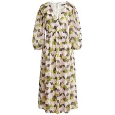 JCrew Lurex Chiffon Patchwork Print Midi Dress Size 6