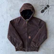 Carhartt YOUTH YJ130 DKB brown hooded work wear jacket