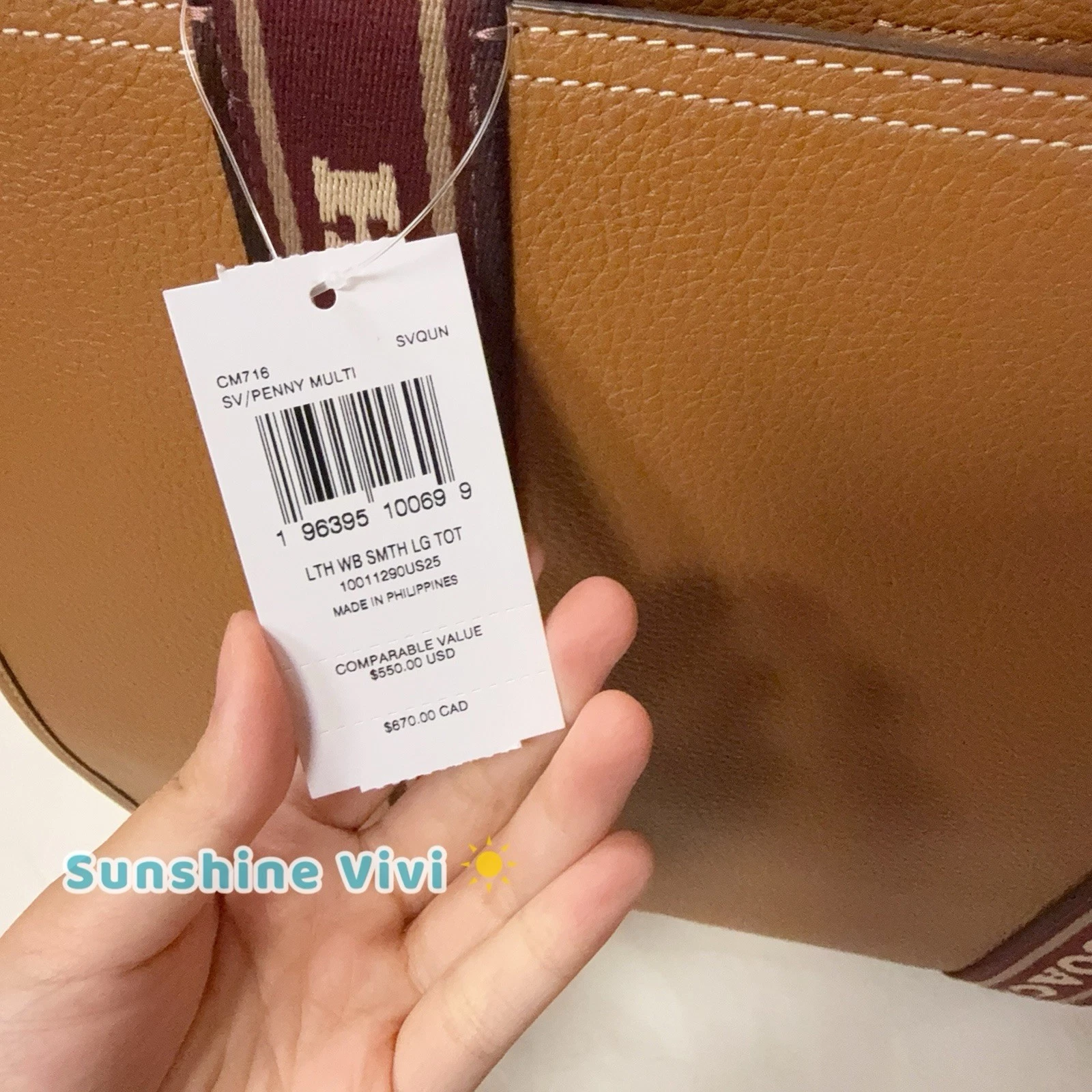 Borsa Coach grande Smith nuova con etichette in pelle di ciottoli CM716 penny multi marrone