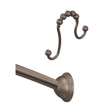 72 in. Adjustable Curved Shower Rod with Shower Curtain Rings in Bronze 12 Pack