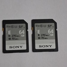 2x Sony 64GB SF-E Series UHS-II Class 10 V30 U3 270 MB/s SDXC Memory Card