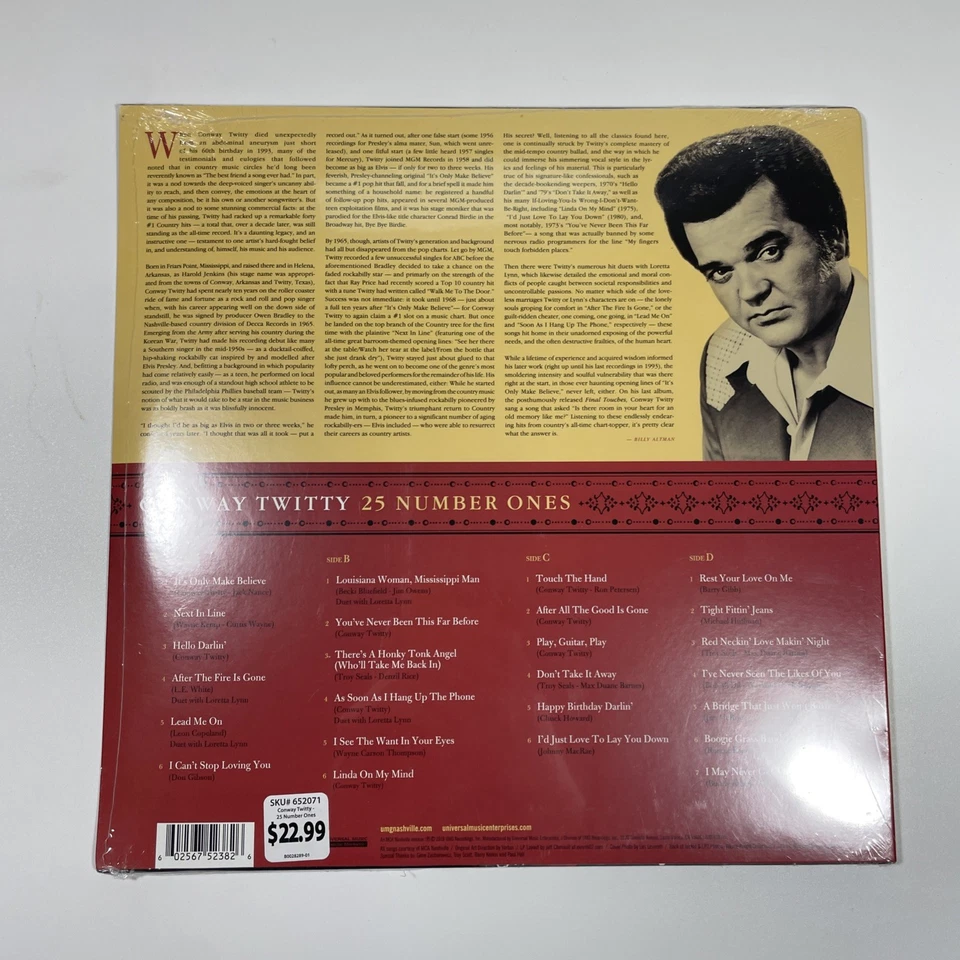 CONWAY TWITTY 25 Number Ones 2 Vinyl LPs MCA Nashville B0028289-01 NEW SEALED - Image 2 of 2