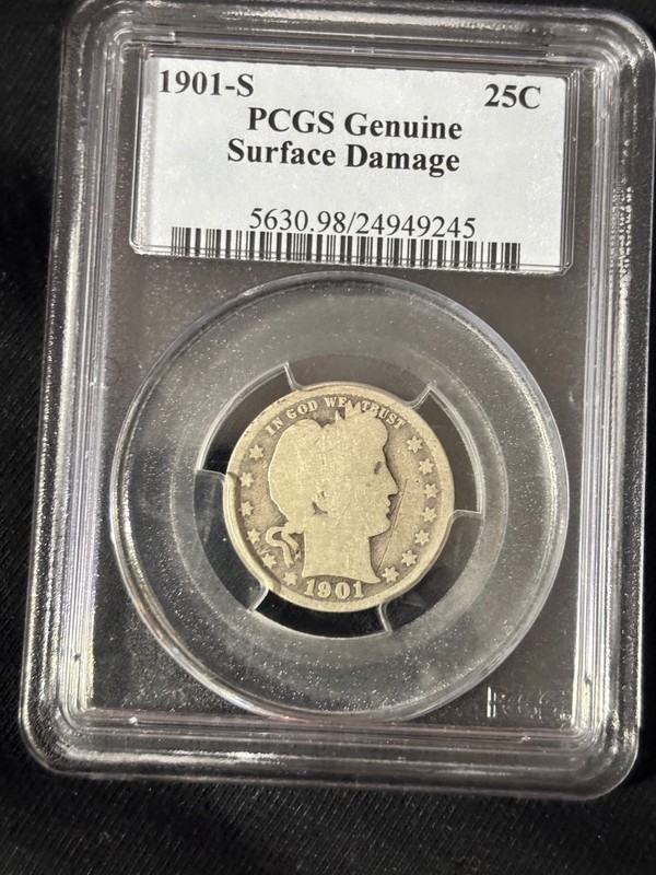 1901-s Barber Quarter Very Rare Date 72664 Minted! ANACS Certified