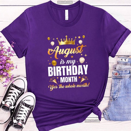 Maglietta divertente agosto compleanno corona grafica tutto il mese regalo maglietta unisex - Foto 10 di 10