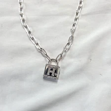 APM Women's Sterling Locket H Necklace CZ