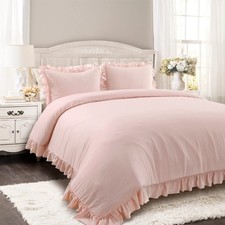 Lush Decor Reyna Ruffle Comforter Set 3 Piece Cozy Ruffled Bedding Set Time...