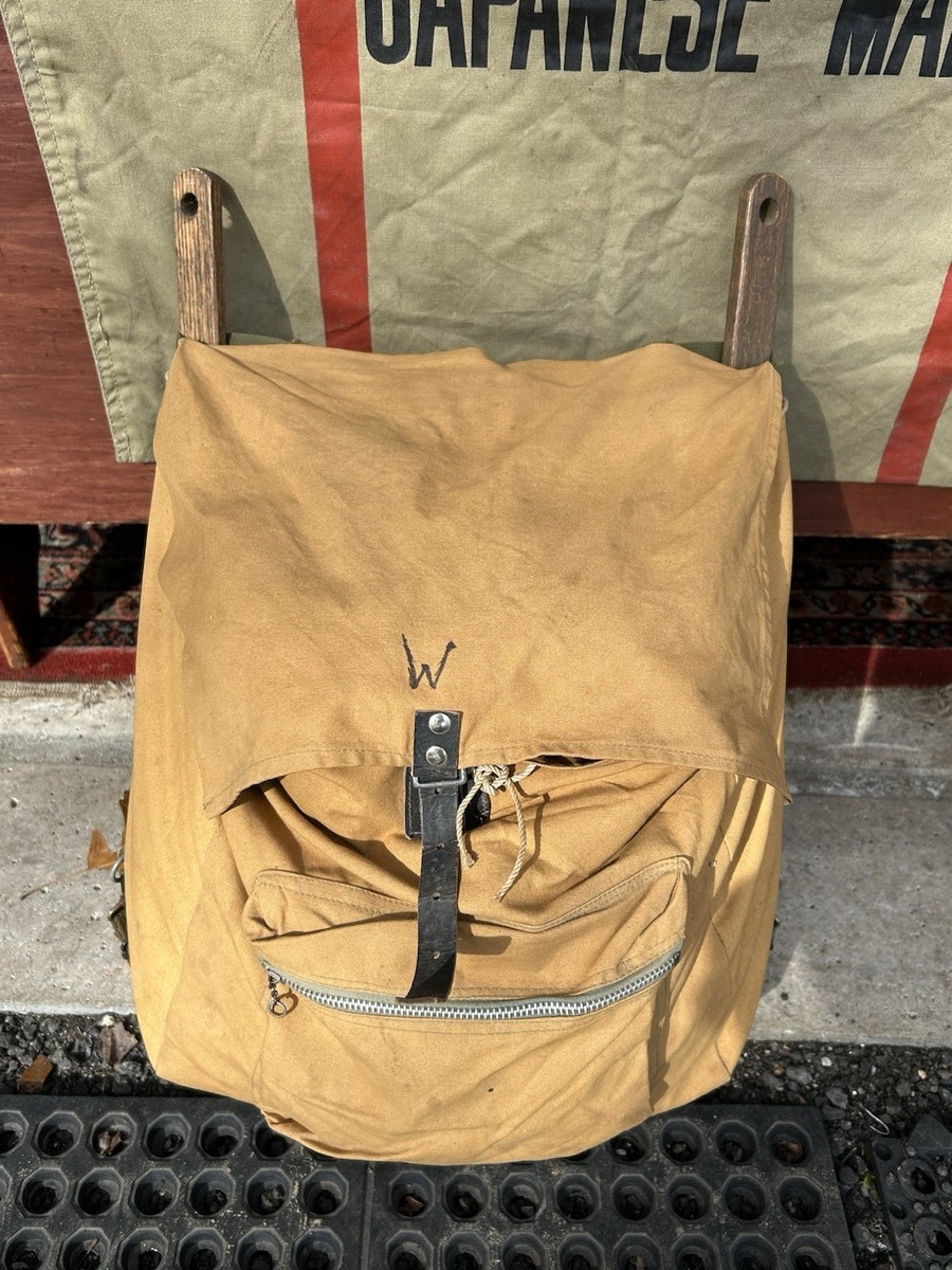 Vintage 1920s -30s OAK Wood frame U.S. Navy Canvas Trapper