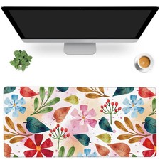MIOAOSRT Desk Mat,Watercolor Colorful Floral Large Gaming Mouse Pad with Stit...