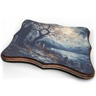 GOTHIC HOUSE WOODEN DECOR, Lake Cemetery Wood Plaque Fantasy Halloween Wall Art