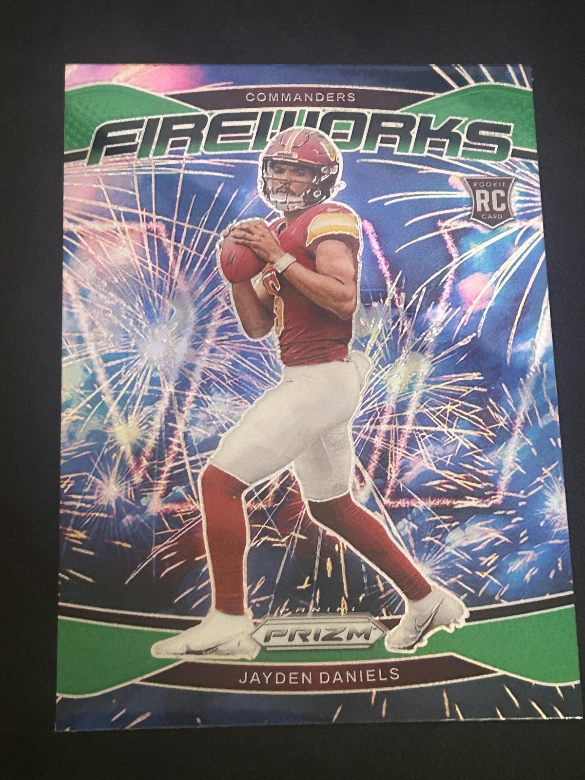 2024 Panini Prizm #24 Jayden Daniels Fireworks Green Wave Prizm