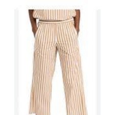 AYR The Beach Club Striped Pants Womens Small Yellow Excellent Pull On Wide Leg