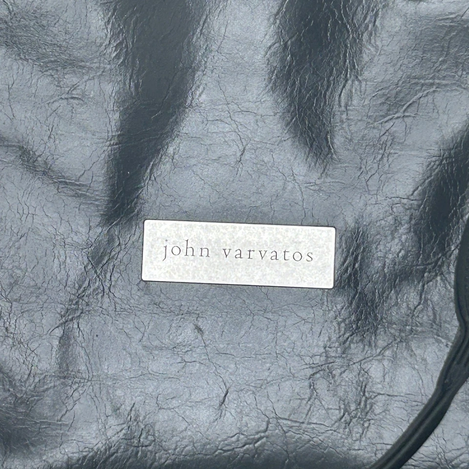 John Varvatos Black PVC Weekender Duffel Bag – Silver Hardware – Carry Strap - Image 3 of 4