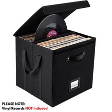Vinyl Record Storage Box Fabric Case for LP Album Storage Collapsible Organizer