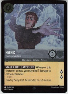 Disney Lorcana Hans - Thirteenth in Line 180/204 Super Rare Cold Foil The First Chapter