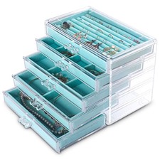 Extra Large Acrylic Jewelry Box for Women 5 Layers Clear Jewelry Organizer Ve...