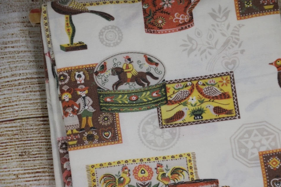 VINTAGE 6 Paneles Cortinas Cocina 35x28" Marrón Blanco Gallo Caballo Pájaros Foto 2 de 4