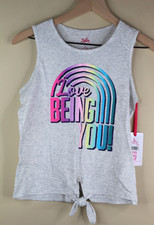 Justice Girls Size Large 12/14 LOVE BEING YOU Tank Top Heather Gray