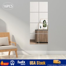 Acrylic Self-adhesive Frameless Wall Mirror Tiles Decor 14'' x 12'' 16PCS Mirror