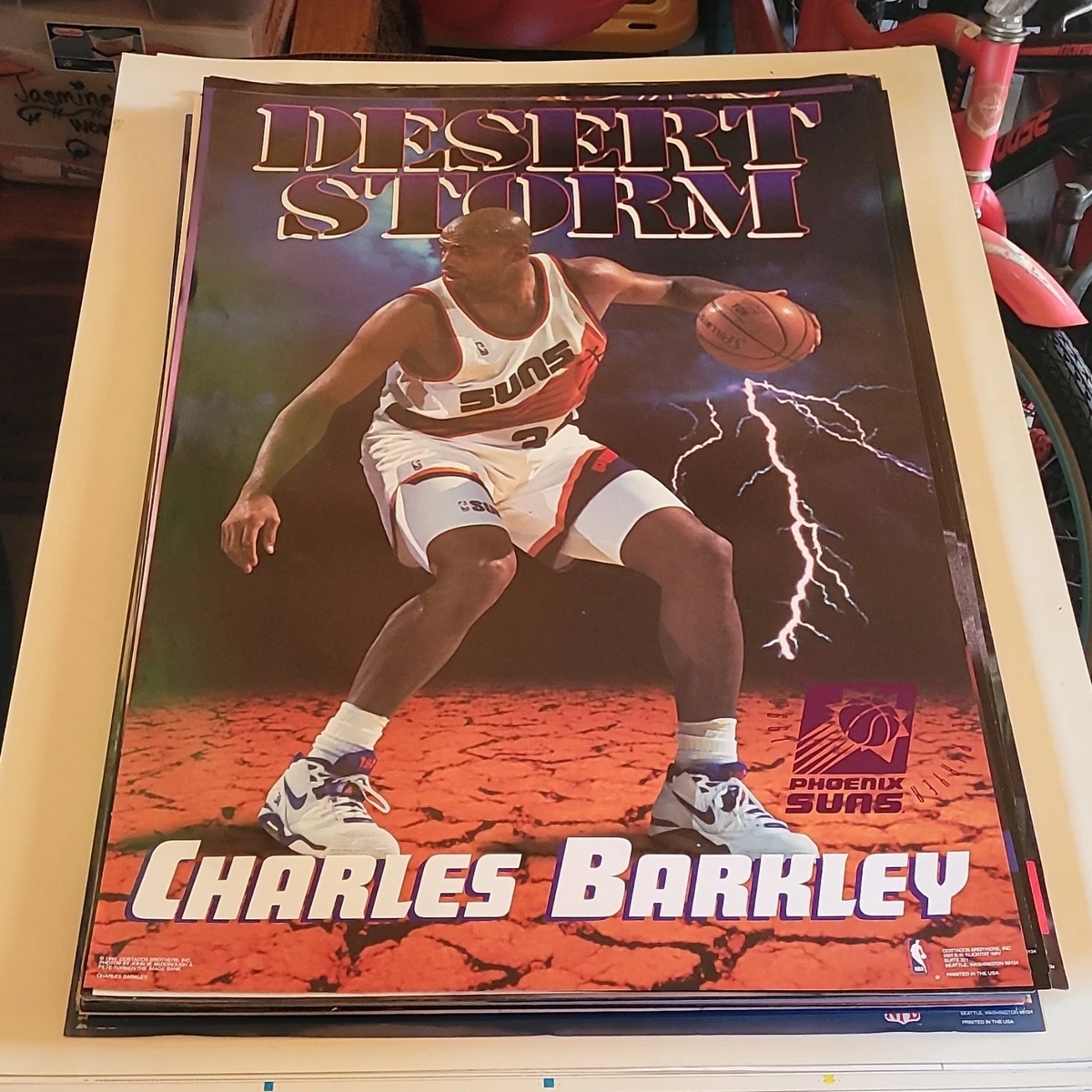Charles Barkley Basketball Phoenix Suns Vintage Sports Posters for