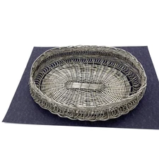 Vintage Stainless Steel Hand Woven Wire Basket Storage Display Decor 8”x7”x2”