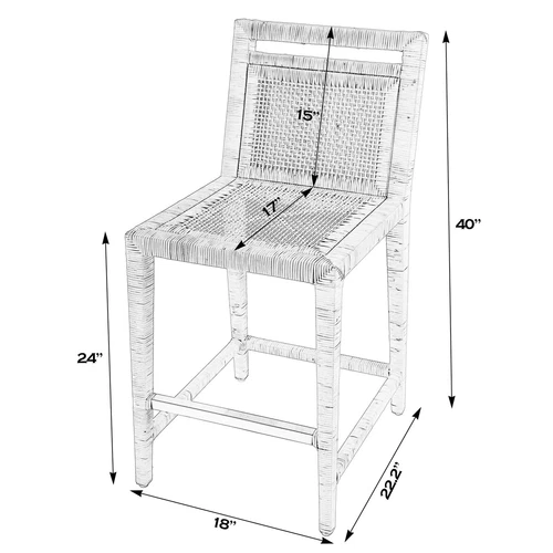 Butler Specialty Company Brielle 24" Rattan Counter Stool with Back - Natural - Picture 7 of 7