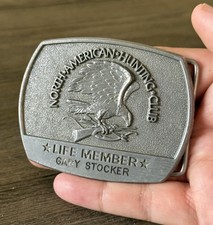Vtg North American Hunting Club Lifetime Member Pewter Belt Buckle 1981 w/ Name