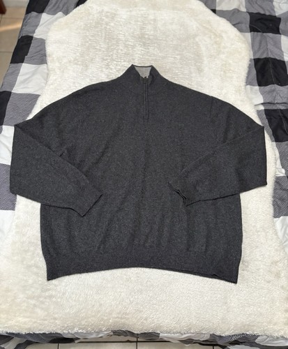 Club Room Estate Cashmere 1/4 Zip Mens Gray Pullover Sweater Size XXL