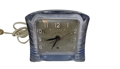 #ad Vintage MCM Electric Blue Lucite Alarm Clock Model No. 1250 Gilbert BARBIE $55.00