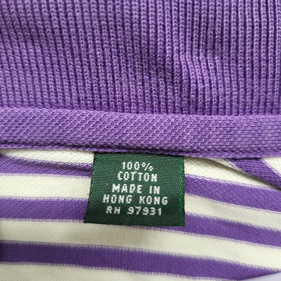 Polo de golf vintage Masters Collection para hombre L púrpura bordado a rayas años 90 Foto 4 de 4