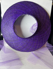 VTG 1950s 1960s Purple Straw Classic Wide Brim Open Top Visor Womens Hat