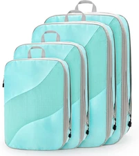 4 Pack Compression Packing Cubes for Travel, See through Mesh Luggage Packing Or