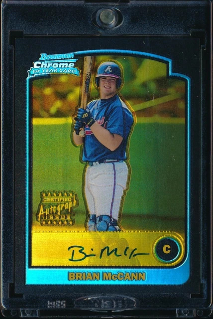 2003 BOWMAN CHROME BRIAN MCCANN GOLD REFRACTOR REF AUTO AUTOGRAPH /50 RC BRAVES