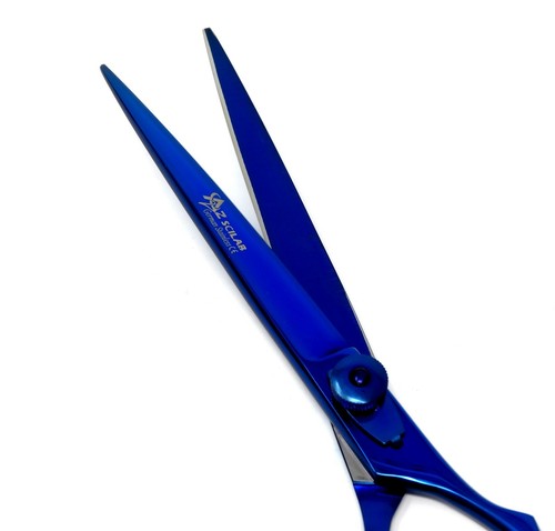Forbici professionali da barbiere da barbiere taglia 7" blu metallizzato - Foto 5 di 8