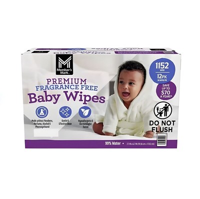 Member's Mark Premium Fragrance-Free Baby Wipes [1152 ct.]