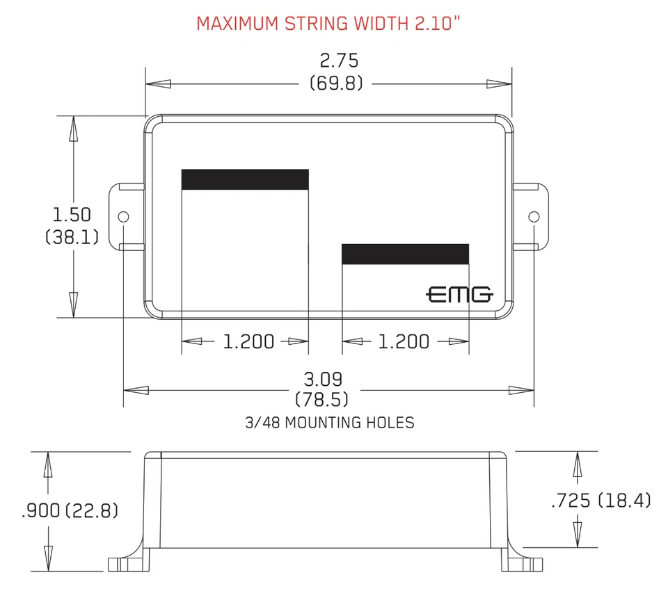 EMG HB BASS BLACK CHROME P Bass Sound / Humbucker Size For Bass ( Steinberger ) - image 2 of 2