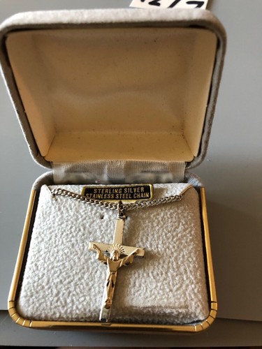 Sterling Silver Cross Marked SterPPC. With Stainless Steel Chain - Picture 5 of 8