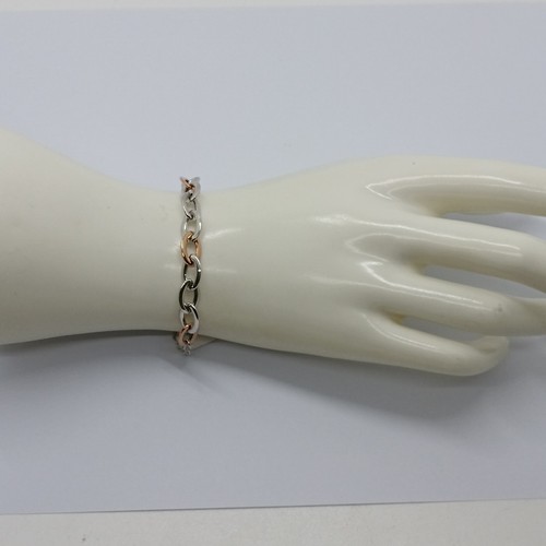 Pulsera De Mujer De Malla En Oro Blanco Y Rosa 18KT 750 3,2 Gramos (0343) - Imagen 7 de 9